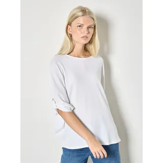 T-Shirt APRICOT "Waffelstrick-Oberteil", Damen, Gr. XL (42), weiß, Strick, Obermaterial: 63% Polyester Pol. recyc.. 34% Viskose LENZING ECOVERO CV LenzEcov. 3% Elasthan EL., uni, Tops T-Shirt