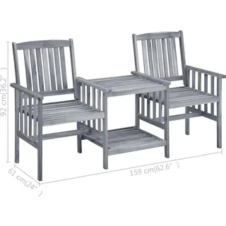 vidaXL Gartenmöbel-Set 3-tlg. Grau