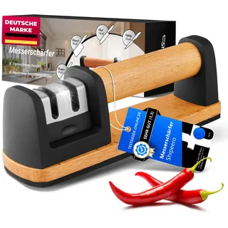 Shipeero Messerschärfer Testsieger, Messerschärfer Profi, Messerschleifer Profi, Messerschleifer Testsieger, Knife sharpener, Ergonomisches Umweltfreundliches Buchenholz Design
