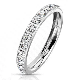 Paula & Fritz® Ring Damen Zirkonia Titan-IUM Gr. 48 (15,3) Silber Freundschaftsring Partnerring Ehering Verlobungsring Memoire-Ring Frauenring Damenring