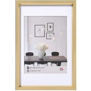 walther design Bilderrahmen gold 40 x 60 cm mit Passepartout, Steel Style Kunststoffrahmen ES460G