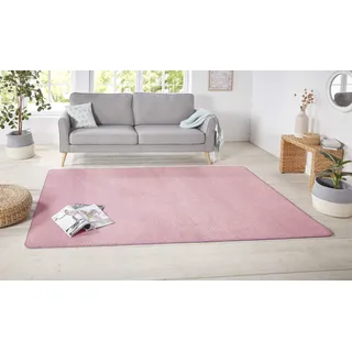 HANSE HOME Nasty Teppich – Wohnzimmerteppich Flauschiger Kurzflor Einfarbig Unifarben für Esszimmer, Wohnzimmer, Kinderzimmer, Flur, Schlafzimmer, Küche – Uni Hellrosa, 160x240cm