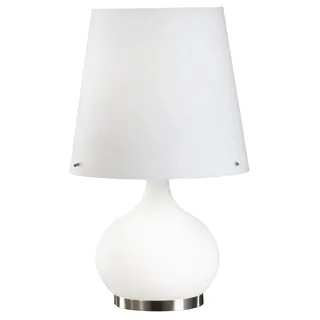 Ade Design Tischleuchte aus Metall und mundgeblasenem Glas, Doppelschalter, E14 40W und E27 100W Fassung, Weiß, Produktcode: 2533-35-102 - Weiß