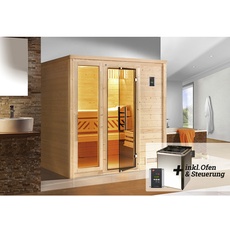 Bild von Premium Massivholzsauna Bergen 1 Sparset 7,5 kW BioS