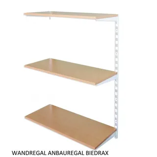 Biedrax Wandregal - Anbauregal 35 x 80 x 100 cm, Farbe weiss - 3 Fachboden Buche