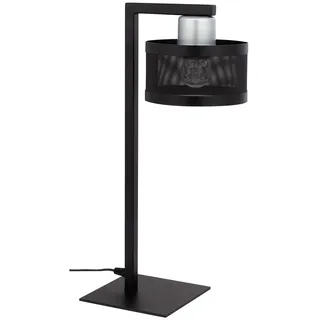 Tischlampe Metall Schwarz Silber Lesen 45 cm stylische Leuchte Wohnzimmer Büro