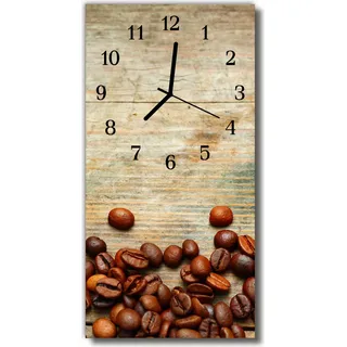 Tulup Glasuhr Wanduhr Küchenuhr Echt-Glas 30x60 Kaffeebohnen Holz Braun - Braun