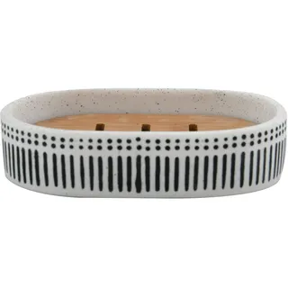 Spirella Seifenhalter, Polyresin & Bambus, Yuma Schwarz & Weiß, Holz, White