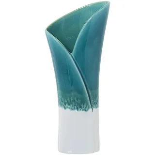 Alexandra House Living Vase, Blau, Weiß, Keramik, 12 x 16 x 38 cm