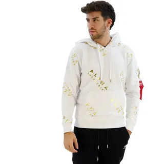 Alpha Industries Aop Foil Print Kapuzenpullover - White / Yellow Gold - S