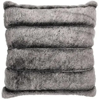 HOME DECO FACTORY Kissen Fellimitat Gestreift 40x40 cm Grau | Polyester, Kissen in Fellimitat, Streifenmuster, 40x40 cm, Komfort und Eleganz, Wohn- oder Schlafzimmer, Dunkelgrau