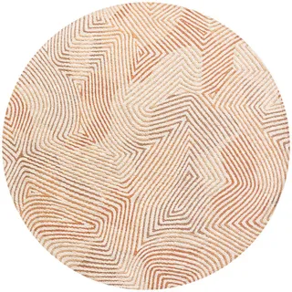 Louis De Poortere Teppich Indian Sand Meditation Coral 140/140 cm , Rot , Textil , Grafikmuster , Rund , 140x140 cm , Oeko-Tex® Standard 100 , antistatisch, pflegeleicht, rutschfeste Unterfläche, für Fußbodenheizung geeignet, UV-beständig, waschbar , Teppiche und Böden, Teppiche