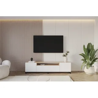 altdecor ELIO-S Lowboard 200x53x41 cm Artisan/Weiß Holz/MDF/Holzwerkstoff