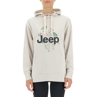 JEEP O102606-J863 J Woman Hooded Oversize Sweatshirt Botanical Print J22W Light Graystone S