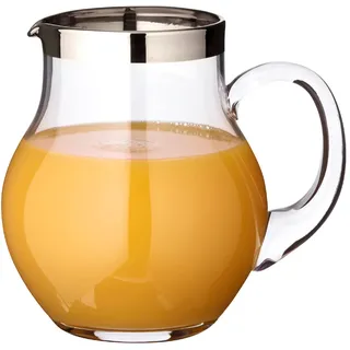 Edzard Krug Olivia, mundgeblasenes Kristallglas mit Platinrand, Höhe 16 cm, Fassungsvermögen 1 Liter - Karaffe, Glaskrug, Wasserkrug, Pitcher, Kanne