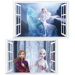 Kibi 2PCS Wandtattoo Frozen Wandtattoo Eiskönigin (Frozen) Elsa und Anna Wandsticker Frozen Disney für Kinderzimmer Living Room Removable Prinzessin Elsa Anna Wandtattoo Kinderzimmer Frozen Olaf