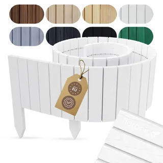 Floranica Beetumrandung Beeteinfassung 30 x 200 cm Weiß Rasenkante Holz Gartenzaun Holzzaun flexibler Rollborder - Weiß