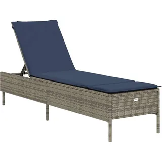 vidaXL Sonnenliege mit Kissen Grau Poly Rattan - Grau