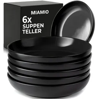 MIAMIO - 900 ml / 22 cm Geschirrset, Salatschüssel, Pastateller, Müslischale, große Bowl Schüssel, Suppe & Porridge - Le Papillon Kollektion (Suppenteller (6x))