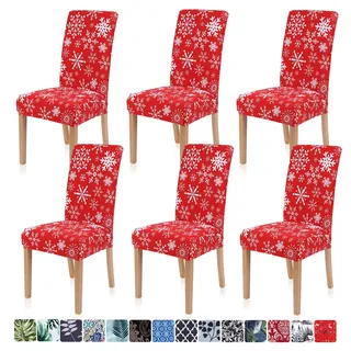Homaxy Universal Stretch Stuhlhussen 2er 4er 6er Set Stuhlbezug für Stuhl Esszimmer (6er Set, Weihnachten E)