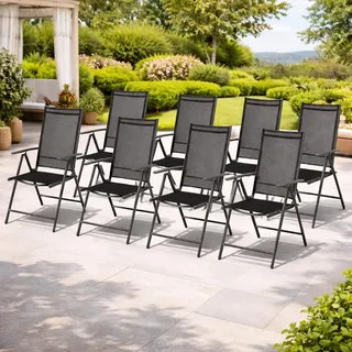8 Stk. Garten Klappstuhl Aluminium - Textilen Anthrazit / Anthrazit - Grau
