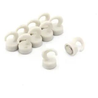 first4magnets Weiße Plastik - Mini - Magnethaken Für Kühlschrank, Büro, Whiteboard, Notizboard 12mm x 20mm Hoch - 1kg Zug - Pack von 10