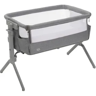 Chicco Next2Me Armonia Baby Beistellbett, aufklappbare Seitengitter, 11 Höhenstufen, höhenverstellbar von 66 bis 83 cm, 4 Rollen, hervorragende Luftzirkulation, grau