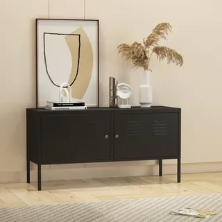 Sideboard 'Pyhtää' 118x40x60cm Stahl Schwarz - Schwarz