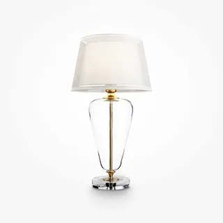 Nachttischlampe Glasfuß E27 54 cm in Messing Weiß Modern tisch Leuchte