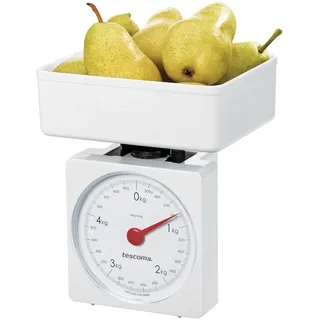 Tescoma ACCURA Küchenwaage, analoge Haushaltswaage bis 5kg mit 20g-Teilung, große Skala, kompakt und praktisch, ideal zum Wiegen von Lebensmitteln, Weiß