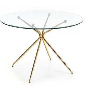Halmar Rundes Glas Esstisch Rondo - transparent / golden - Transparent