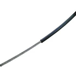 Edelstahldrahtseil 7x7 sZ PVC farbig ummantelt, A4/PVC, 5/7mm schwarz RAL 9005 (250m)