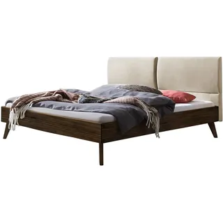 HASENA Massivholzbett Matteo 25 Nussbaum Kopfteil beige 140x200 - Braun