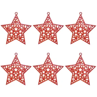 Glitzer Weihnachtsbaumdekoration Set Mit 6 Stars - Rot