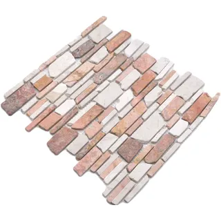 Marmor Mosaikstäbchen beigerot Küchenrückwand wand Boden Bad WC WB40-0225 1Matte