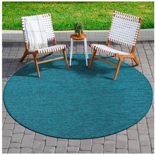 Sanat »Melissa 8000«, rund, 10 mm Höhe, Kurzflor, In -und Outdoor geeignet, Wohnzimmer blau B/L: ca. 120x120 cm - blau