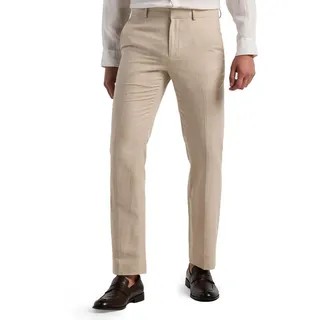 Perry Ellis Herren Linen Suit Pant Klassische Hose, Fischgräte aus natürlichem Leinen, 30W / 30L