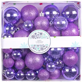 Fenteer 44x Weihnachtskugeln Ornamente Weihnachtsbaum Dekoration Set Weihnachtshängedekoration für Veranda Jahrestag Neujahr, Lila