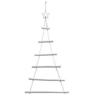 Easydistri Wandtanne aus Holz mit Zweig – L 36 cm x H 95 cm – Weiß