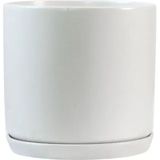 Großer Antarc-Keramik-Blumentopf – Mattweiß – 25 cm – Pflanzgefäß für drinnen und draußen mit Untersetzer – Gartenpflanzgefäße – Blumen und Pflanzen - Weiß