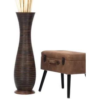 Leewadee Große Bodenvase 85 cm Mangoholz für Pampasgras & Trockenblumen