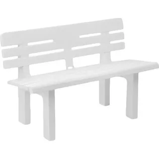 Außenbank Daltobel, Monoblock-Gartenbank, Außenbank, 100 % Italy, 110 x 52 x 71 cm, Weiß - Weiß