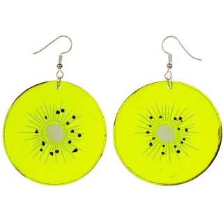 Miniblings Kiwi Ohrringe Hänger Frucht Früchte Obst grün versilbert | Ohrschmuck aus eigener Fertigung in Berlin, mit Fruchtscheibe und Essen