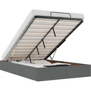 vidaXL Ottoman-Bett ohne Matratze Dunkelgrau 120x190 cm Stoff - Grau