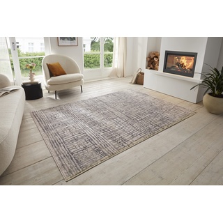 Hanse Home Sole Teppich Wohnzimmer – Kurzflor Modern Abstrakt Meliert Used Look im Vintage Stil, ÖKO-TEX Wohnzimmerteppich für Esszimmer, Kinderzimmer, Jugendzimmer, Flur – Creme Grau, 120x170cm