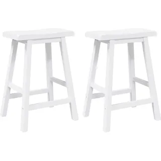vidaXL Barhocker 2 Stk. Weiß Massivholz Gummibaum - Weiß