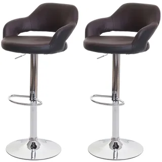 Mendler 2er-Set Barhocker mit Lehne Kunstleder  ~  drehbar höhenverstellbar Braun/Schwarz