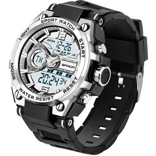 PINIDOUS Herren Uhren Digitale Analoge Sportuhr für Herren,wasserdichte Militär Uhren mit Alarm Licht Stoppuhr Stündlicher Glockenschlag Multifunktions Armbanduhren