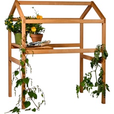 Bild dobar® Rankturm-Aufsatz für Tomaten und Erdbeeren mit Ablage - Rankturm Holz für Hochbeet Kubus 2.0 - 74 x 54 x 89 cm - Braun