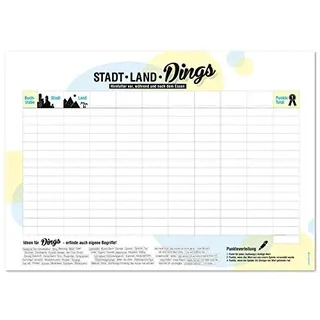 corpus delicti Papier-Tischsets – praktische Platzsets als Abreißblock und Stadt-Land-Fluss-Spiel für Kreative – Stadt Land DINGS